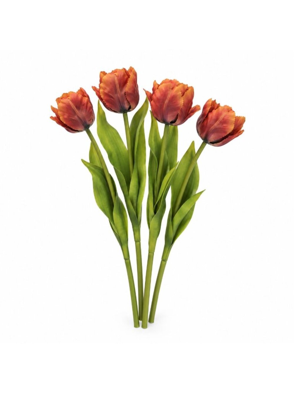 4 Terracotta Parrot Tulips 14 Inch Real Touch Artificial Flowers Rust Orange Fal